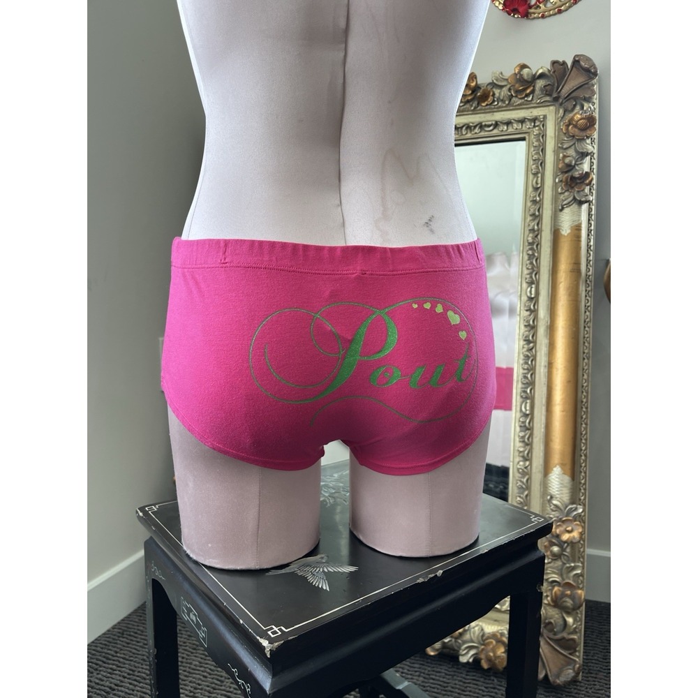 Vintage Y2K Victoria's Secret PINK Hot Pink Pout Graphic Boyshort Panty